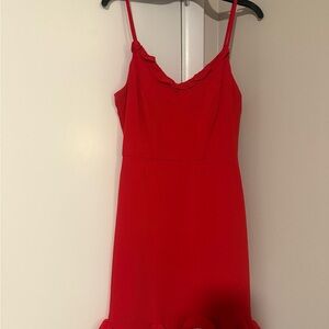 B. Darlin Red Ruffle-Trim Spaghetti Strap Dress